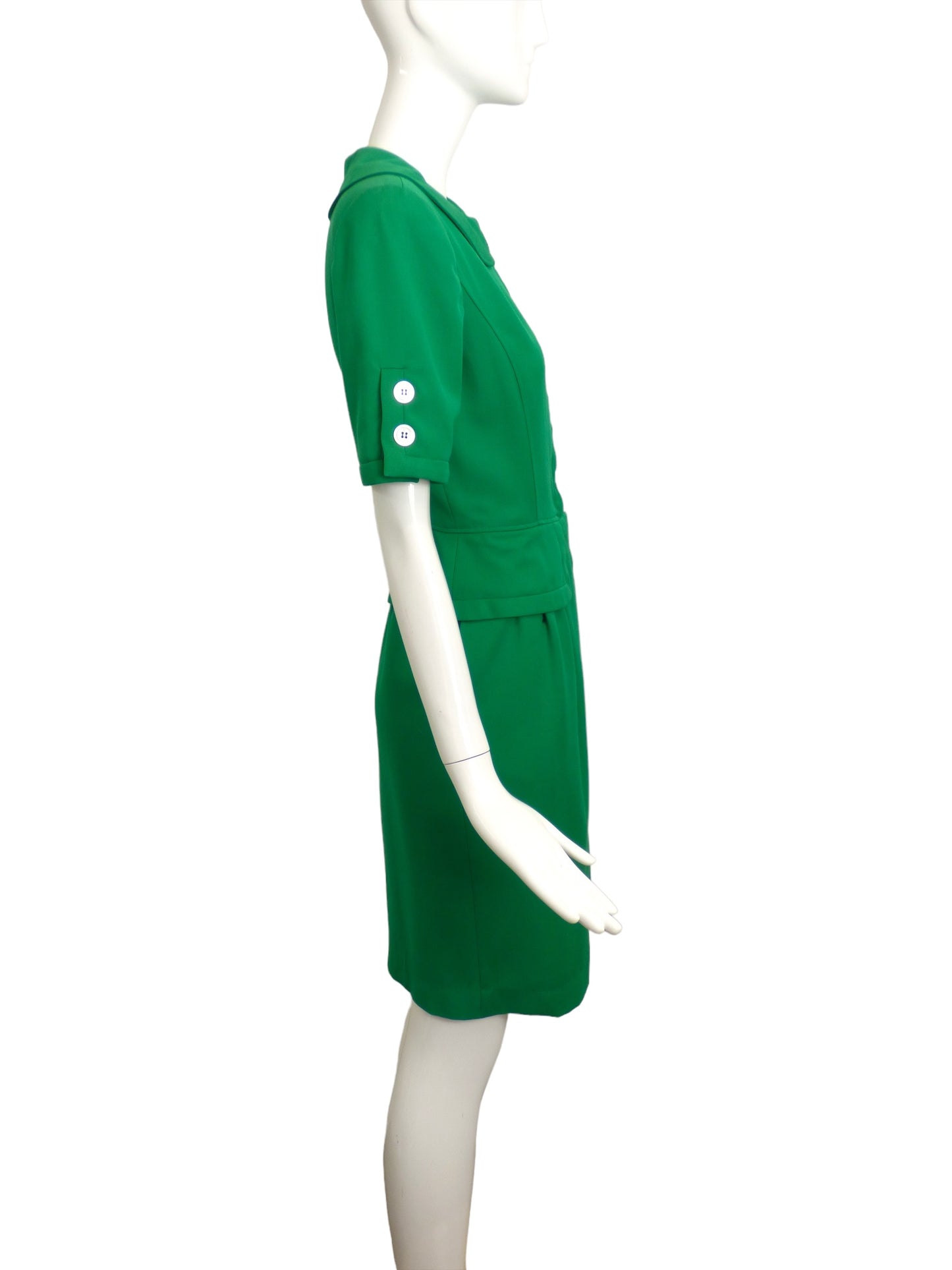 VALENTINO-1980s Green Wool Dress, Size-6