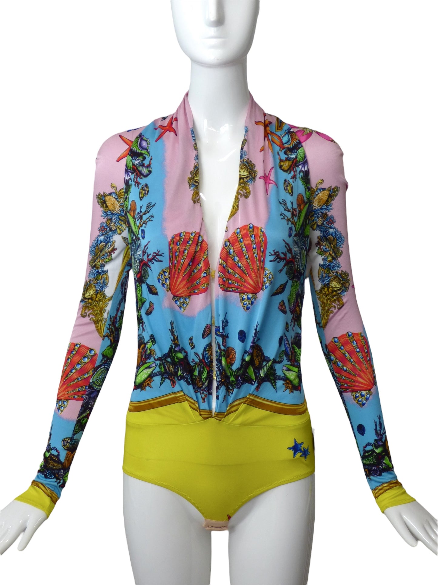 VERSACE- NWT Seashell Print Bodysuit, Size 4