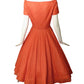 1950s Orange Lace Cocktail Dress, Size 4