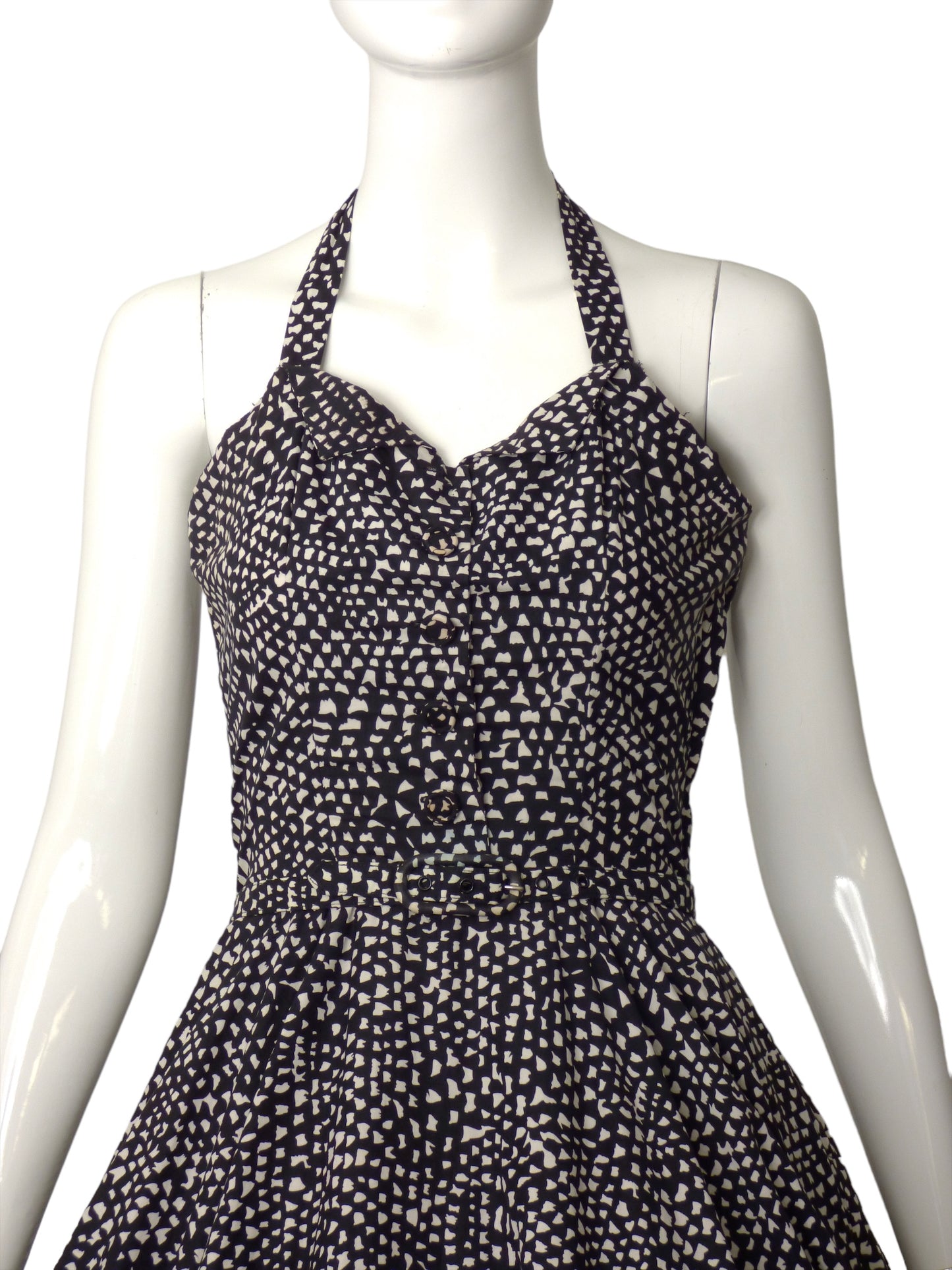 1950s 2 pc Black & White Cotton Print Dress, Size 6