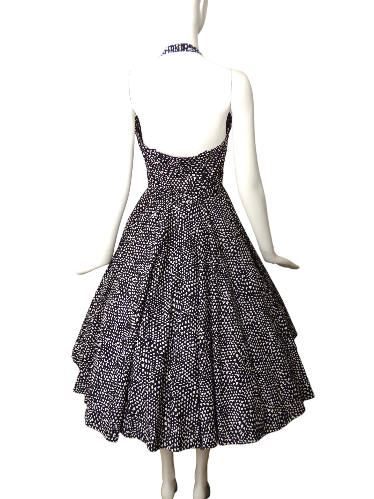 1950s 2 pc Black & White Cotton Print Dress, Size 6