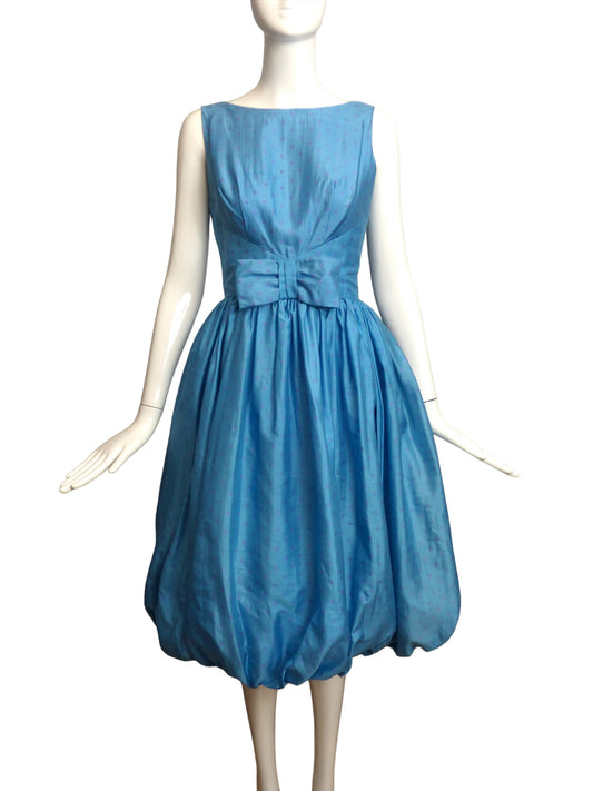1950s Silk Print Bubble Dress, Size 4