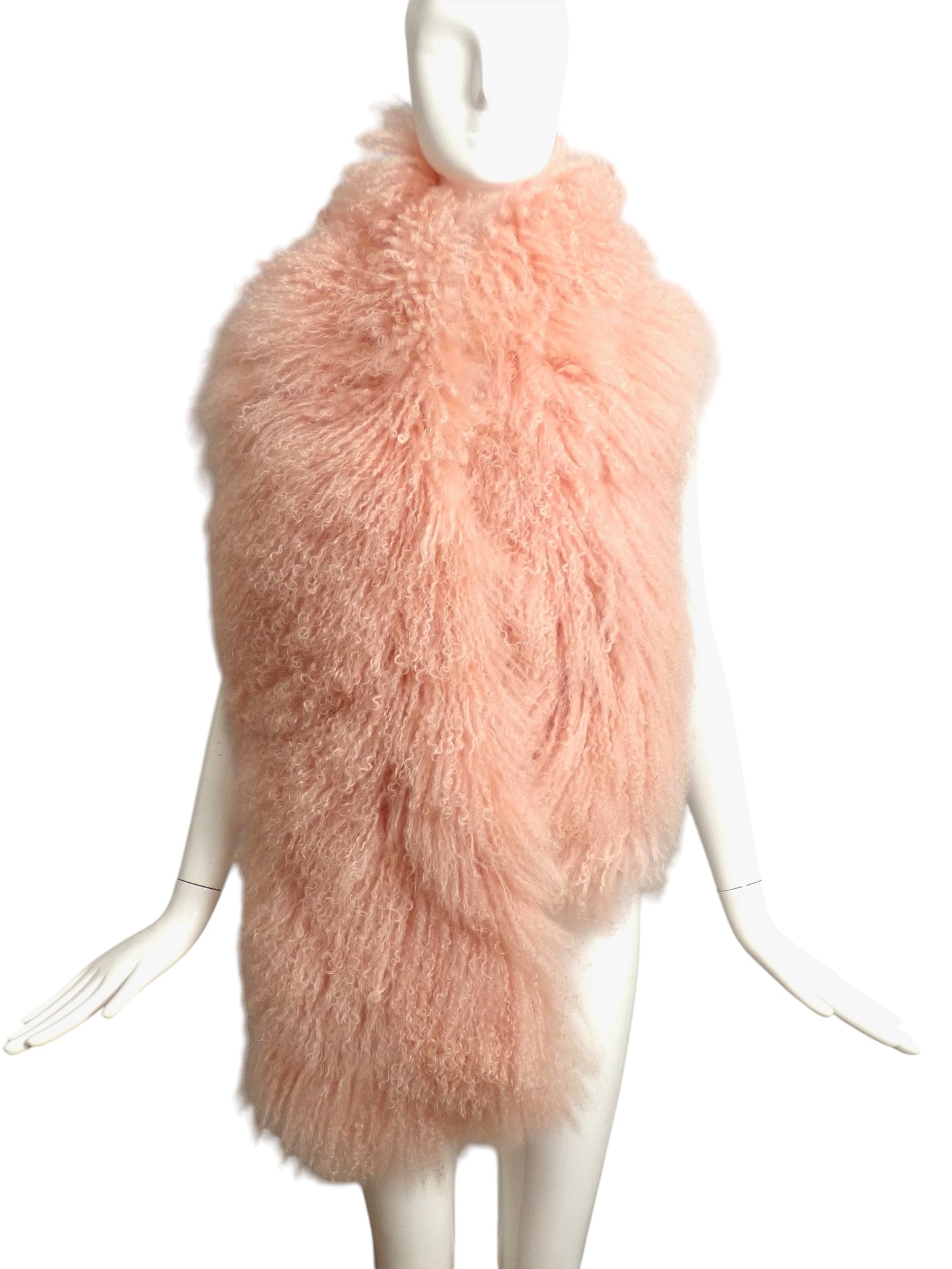 Pink Mongolian Curly Lamb Fur Stole