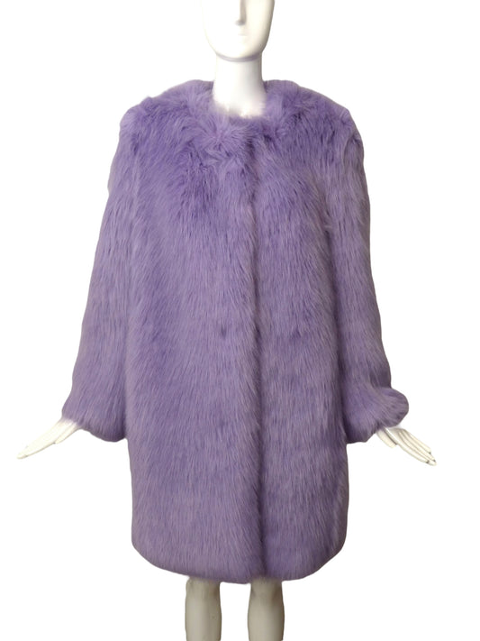 ALABAMA MUSE-Purple Faux Fur Coat, Size 8