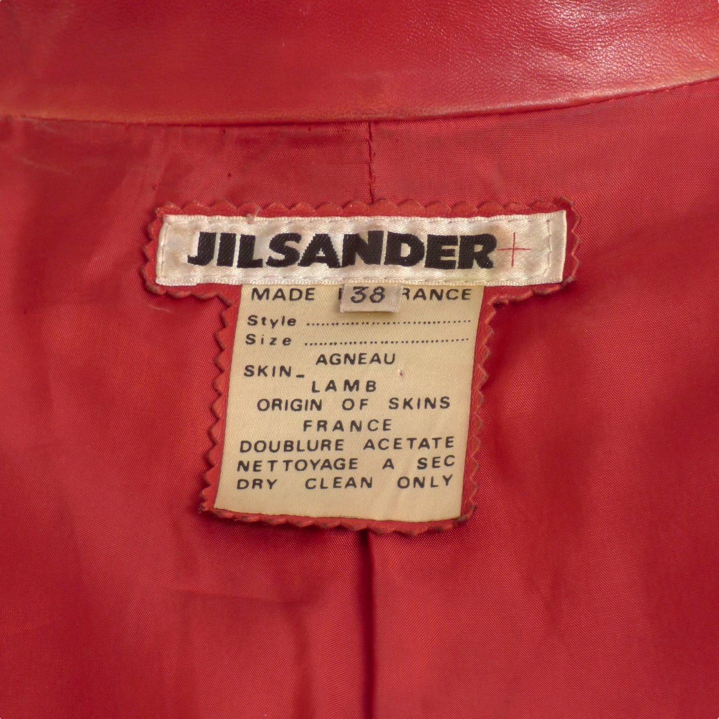 JIL SANDER-1980s Red Leather Jacket, Size-8
