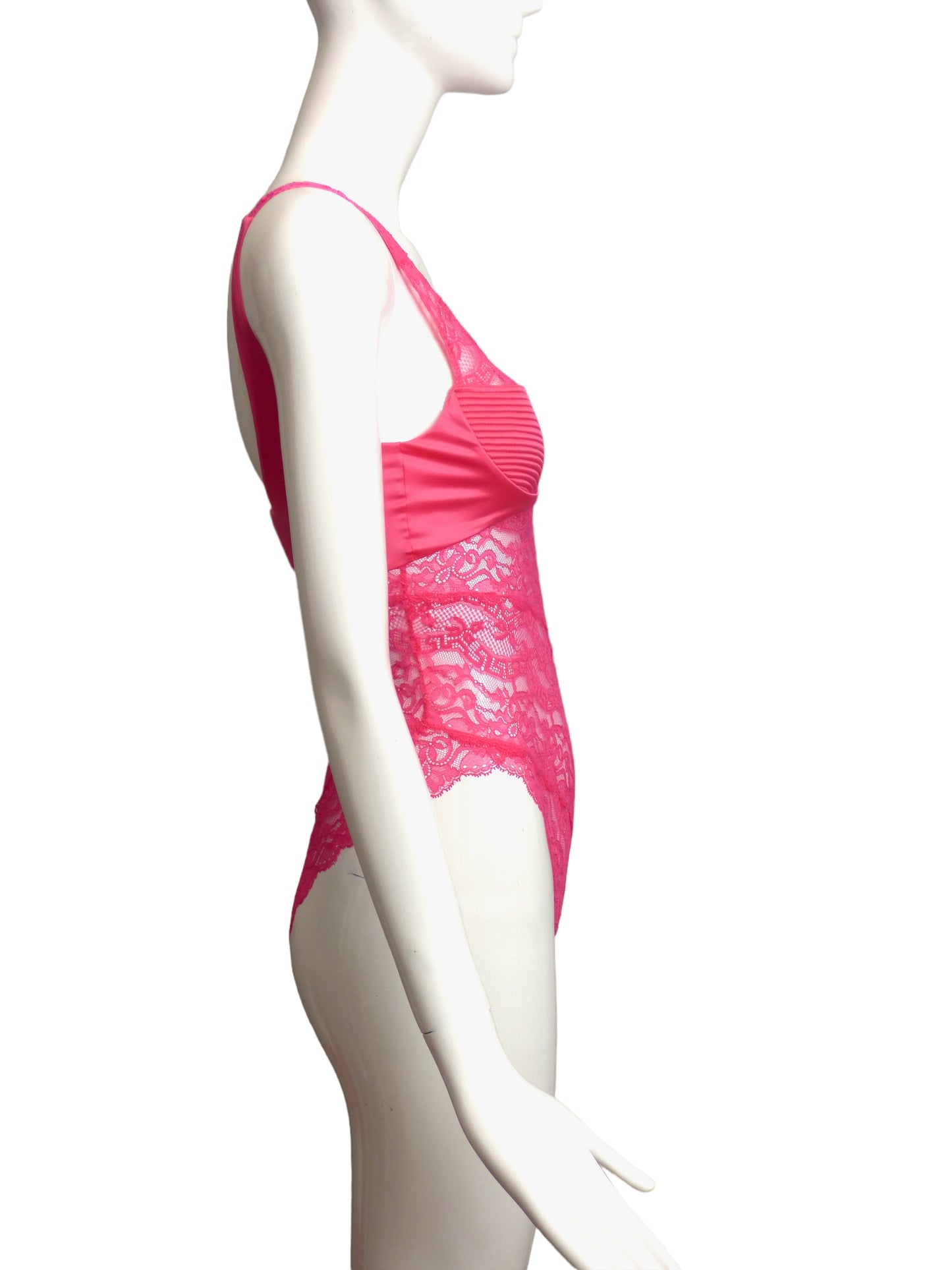 VERSACE- NWT 2023 Pink Satin & Lace Bodysuit, Multiple Sizes