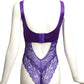 VERSACE- NWT 2023 Purple Satin & Lace Bodysuit, Size 2C