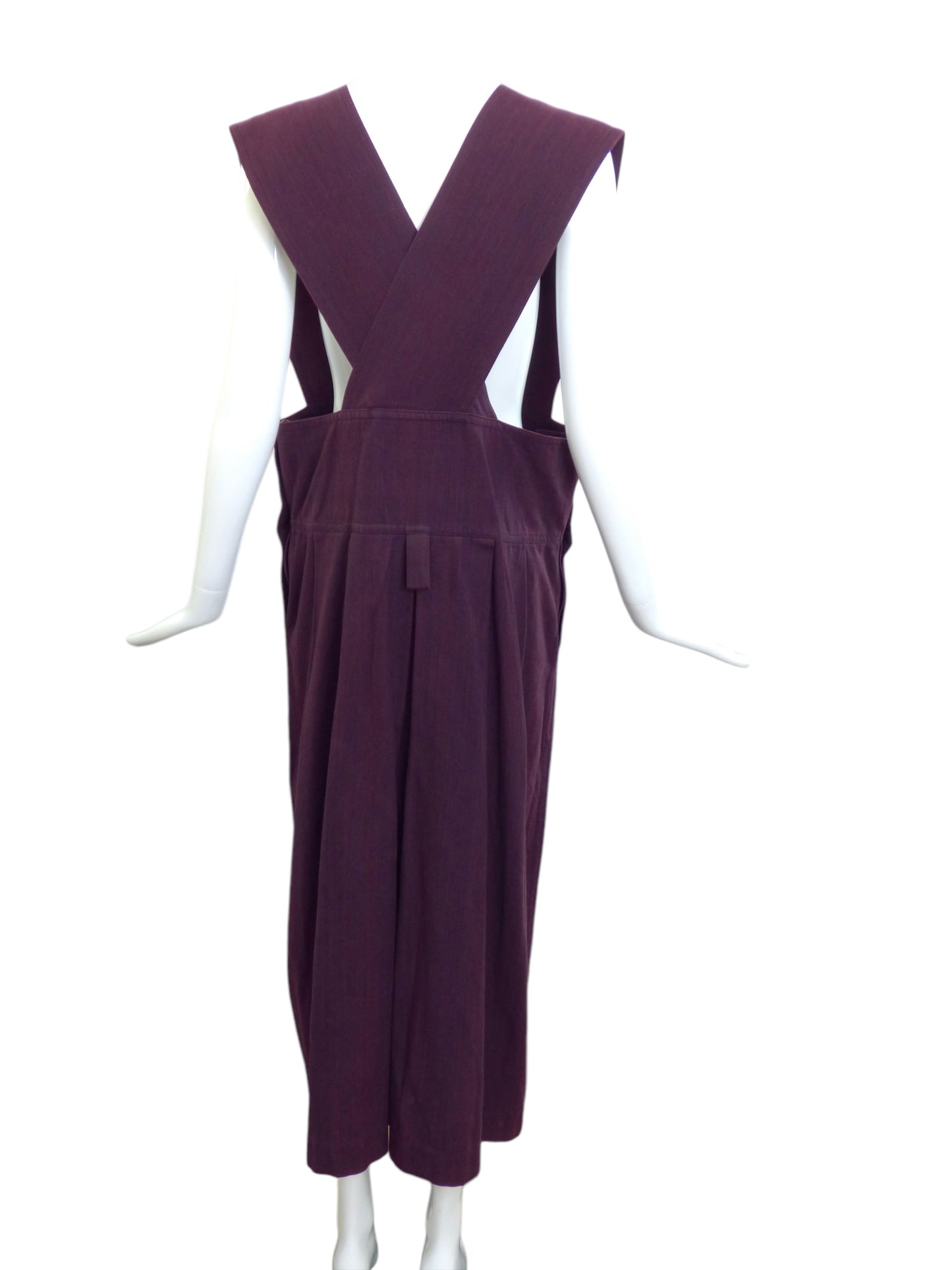 ISSEY MIYAKE- 1980s Burgundy Cotton Suspender Skirt, Size 8