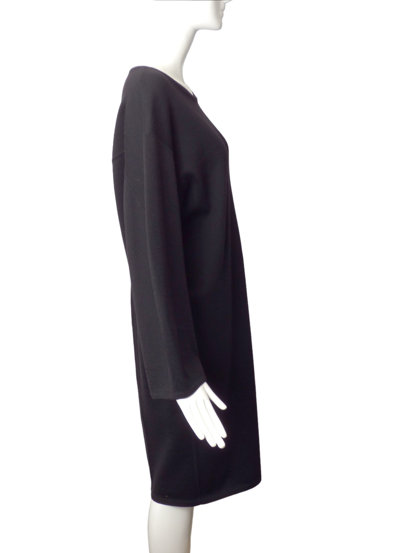 ALAIA- 1980s Black Wool Knit Sac Dress, Size 10