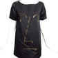 JC DE CASTELBAJAC- NWT Black Satin Zipper Tunic, Size 14