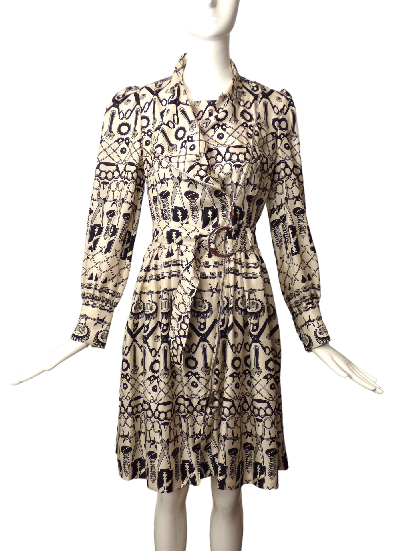 JC DE CASTELBAJAC- NWT Silk Tool Print Dress, Size 6