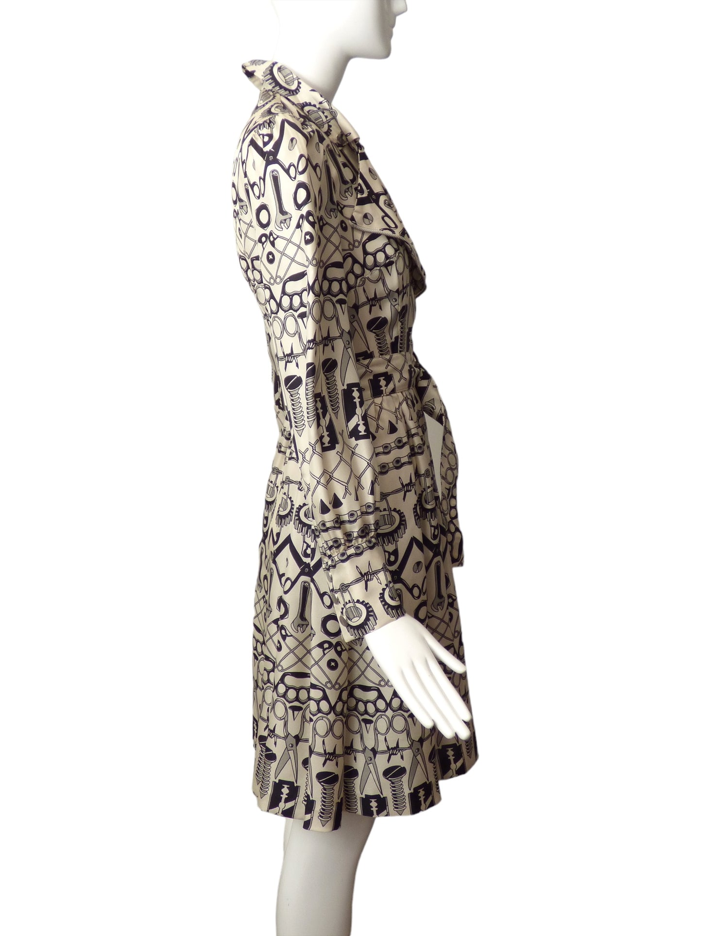 JC DE CASTELBAJAC- NWT Silk Tool Print Dress, Size 6