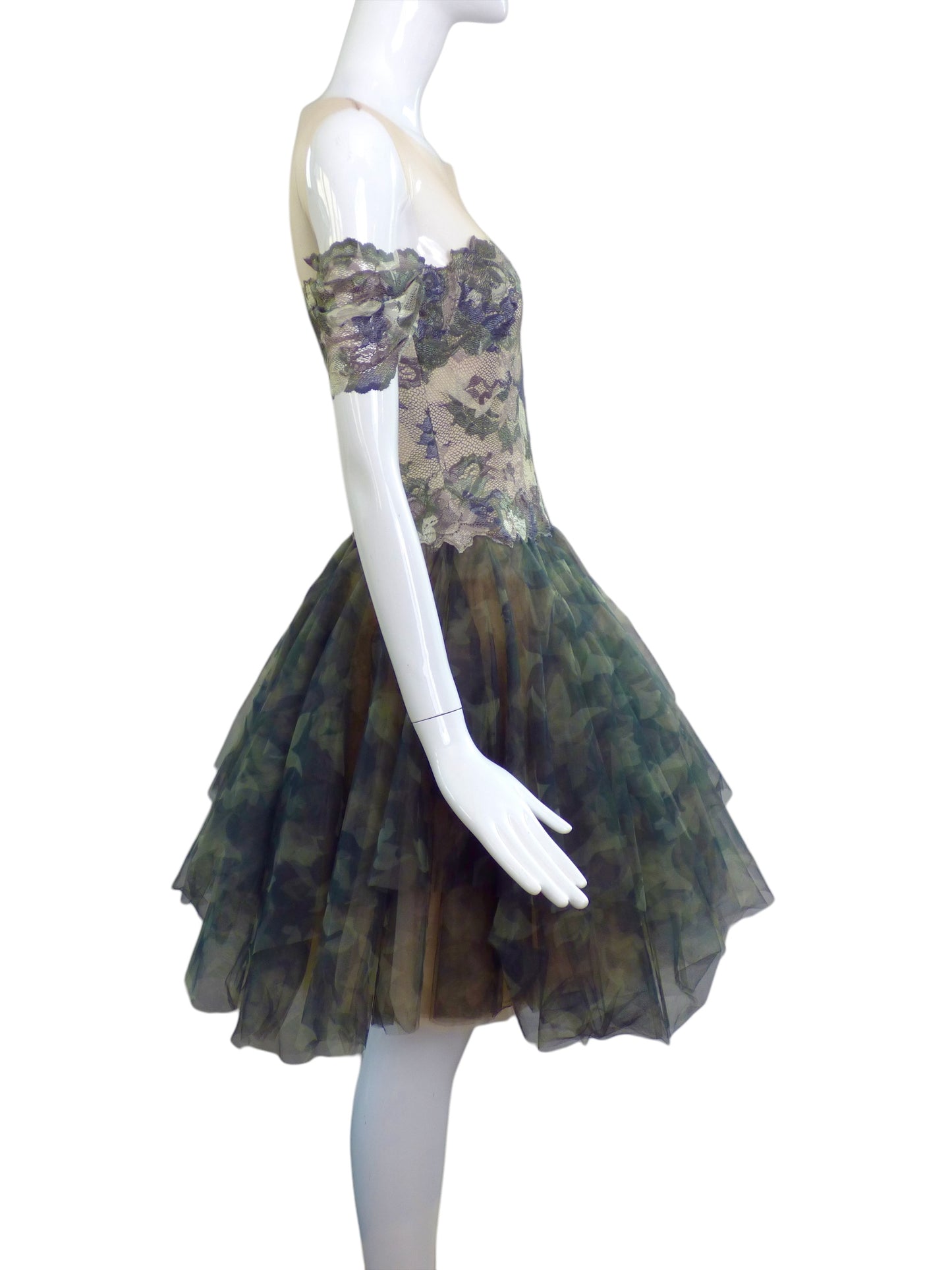 OLVI'S-Camo Tulle & Lace Cocktail Dress, Size-2