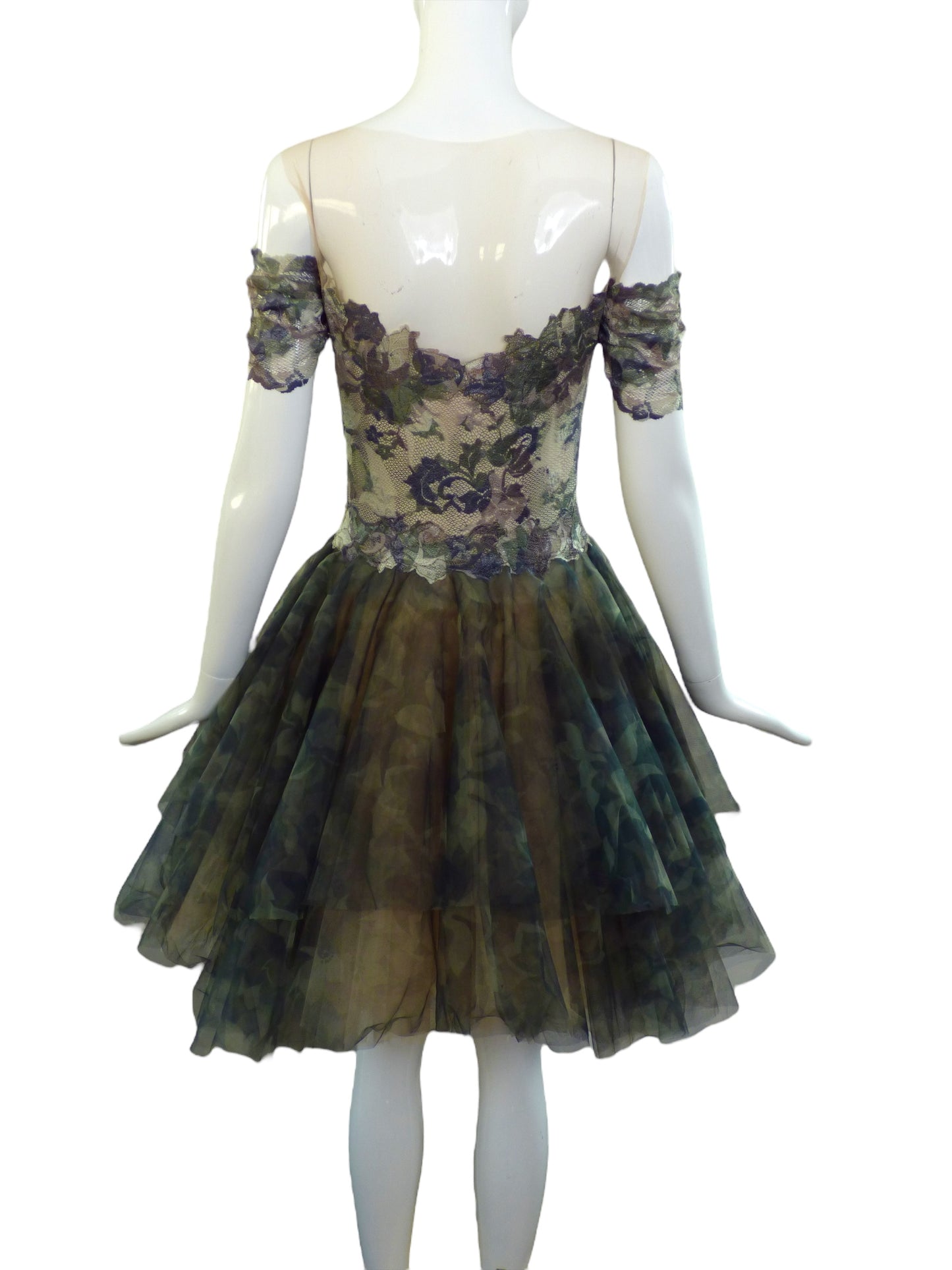 OLVI'S-Camo Tulle & Lace Cocktail Dress, Size-2