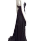 CHANTAL TEMAM- NWT Black Jeweled Chiffon Gown, Size 8