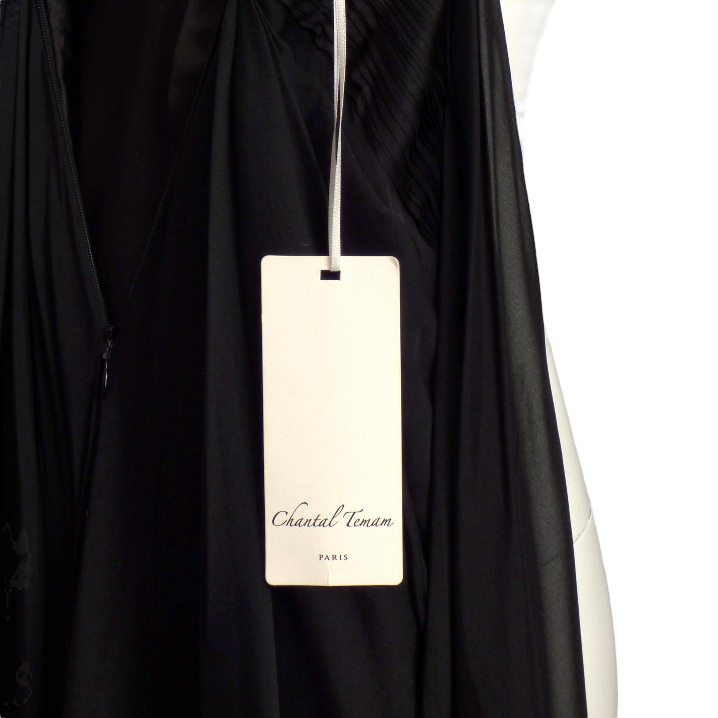 CHANTAL TEMAM- NWT Black Jeweled Chiffon Gown, Size 8