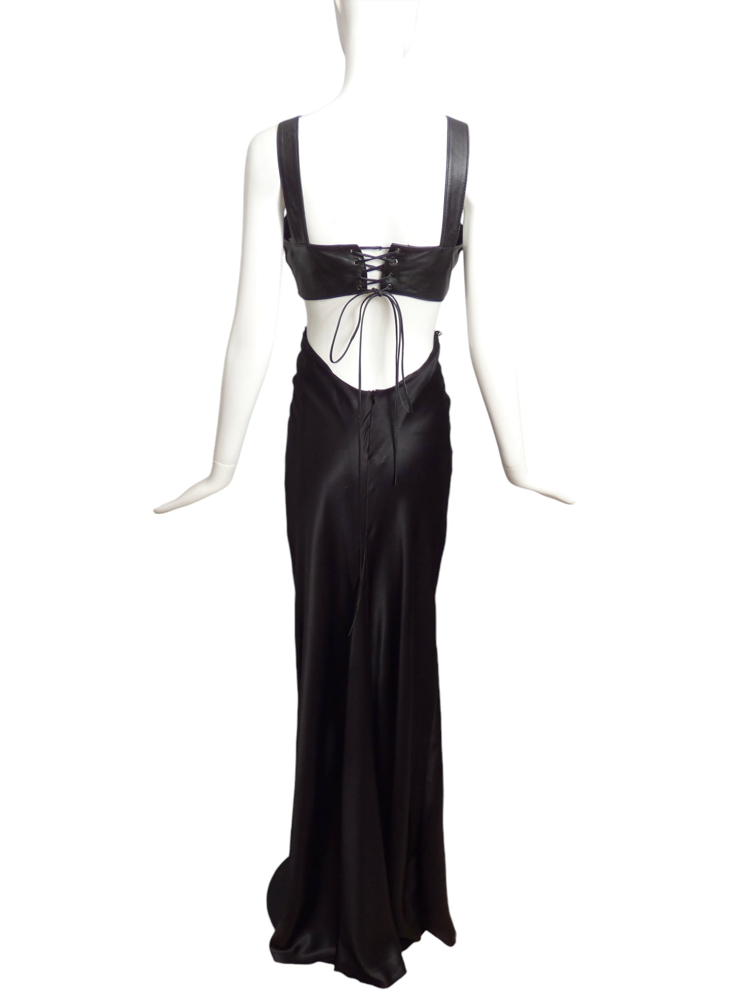 CHANTAL TEMAM- NWT Jeweled Leather & Charmeuse Gown, Size 10