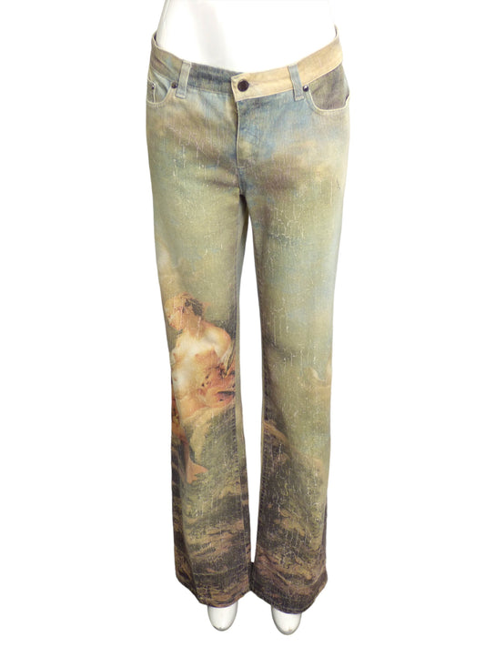 ROBERTO CAVALLI-1994 Renaissance Painted Jeans, Size-10