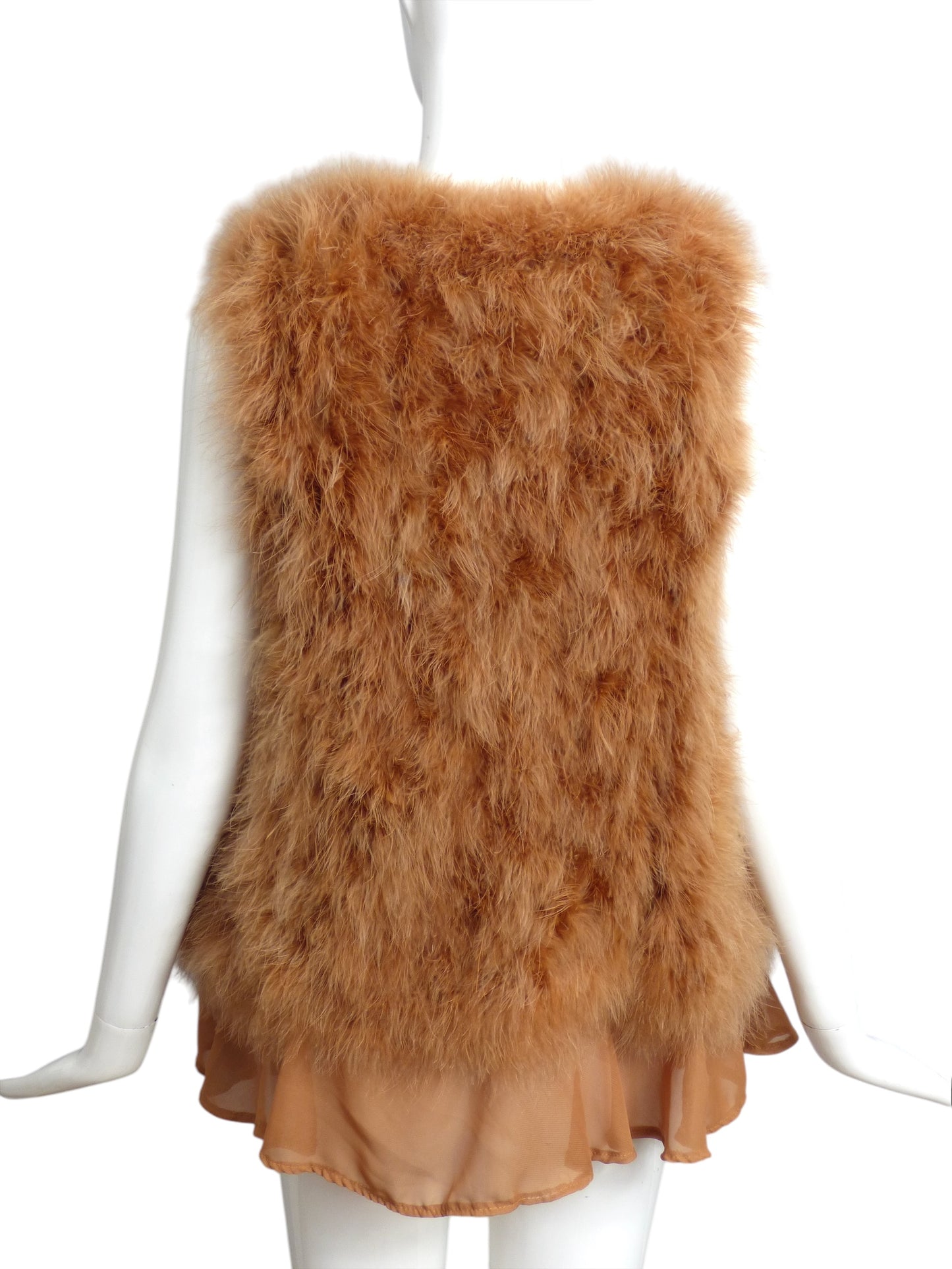 LM LULU- NWT Ostrich Feather Vest, Size 8