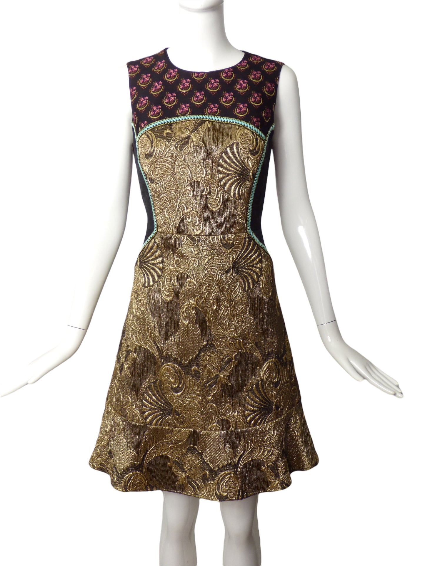 ETRO- Metallic Brocade Fabric Block Dress, Size 4