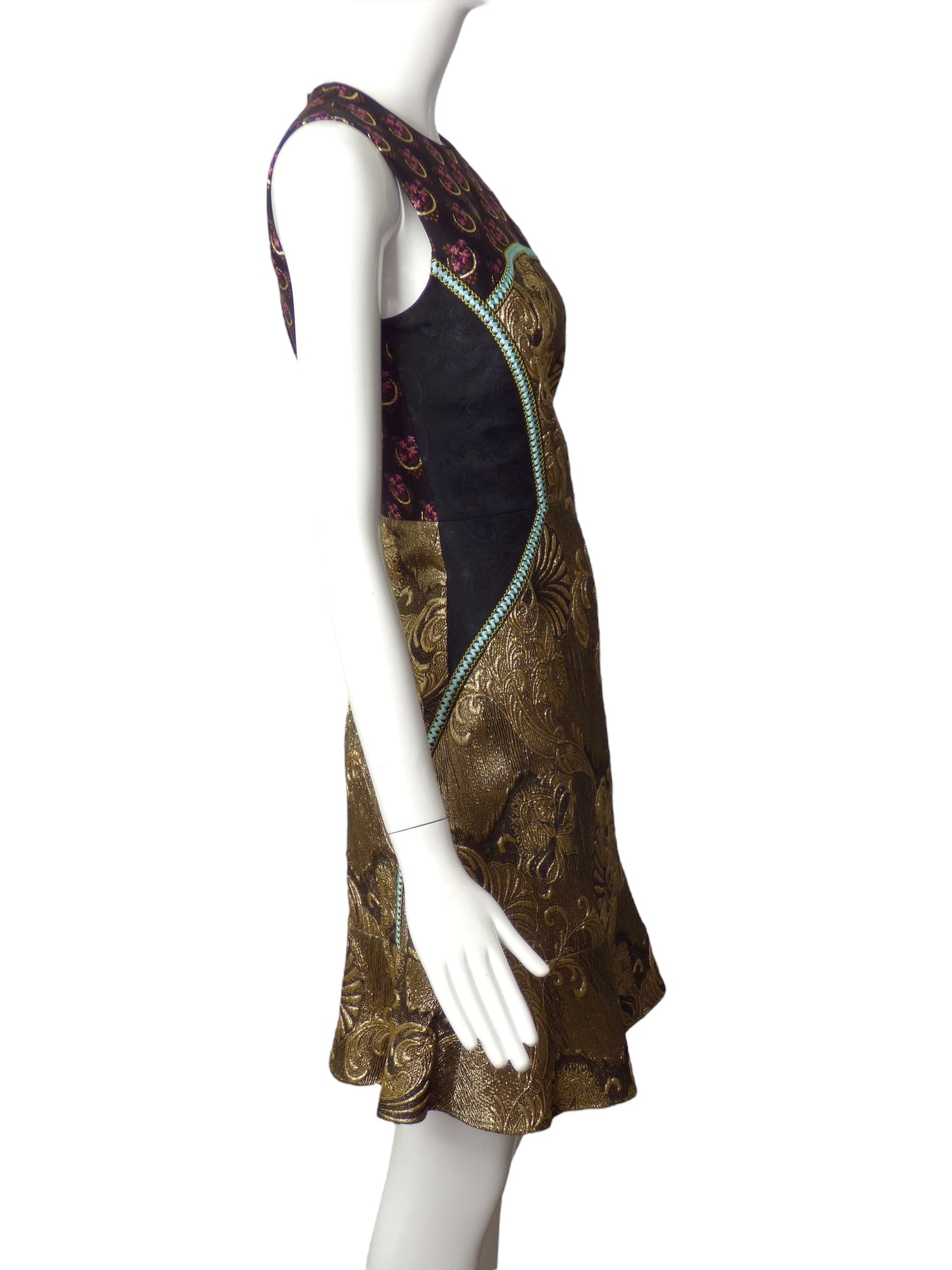 ETRO- Metallic Brocade Fabric Block Dress, Size 4