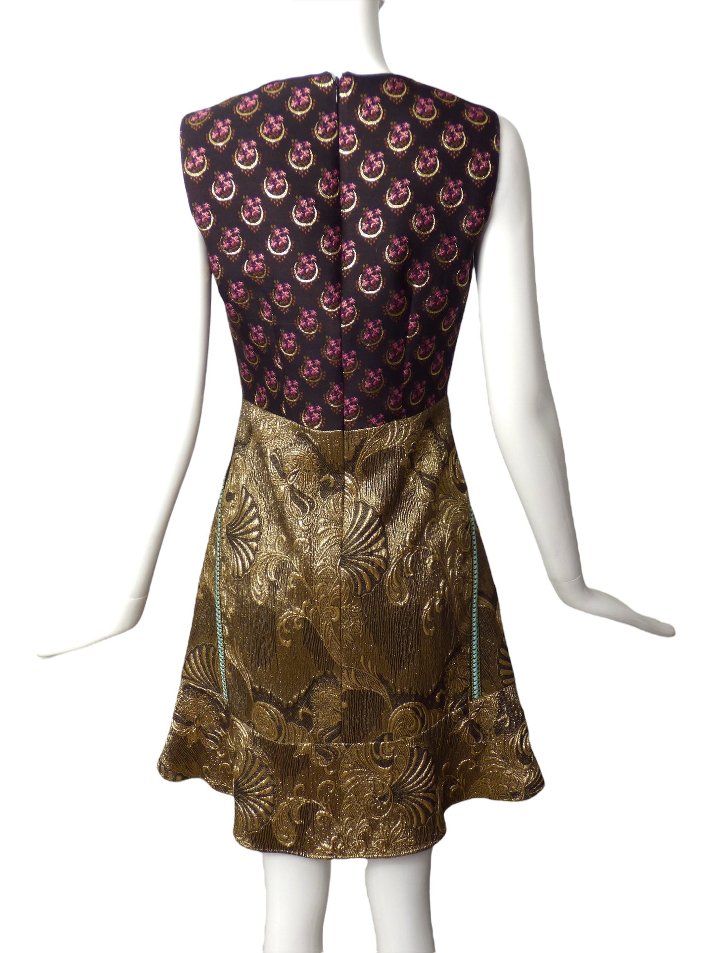 ETRO- Metallic Brocade Fabric Block Dress, Size 4