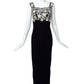 HENRI DE CHATILLON-1950s Black Velvet Beaded Gown, Size 6