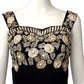 HENRI DE CHATILLON-1950s Black Velvet Beaded Gown, Size 6