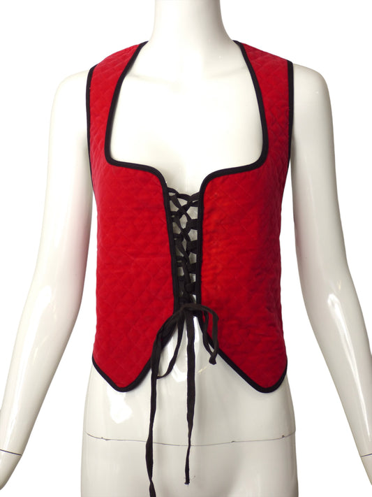 JAN BARBOGLIO- 1990s Red Quilted Velvet Vest, Size 4