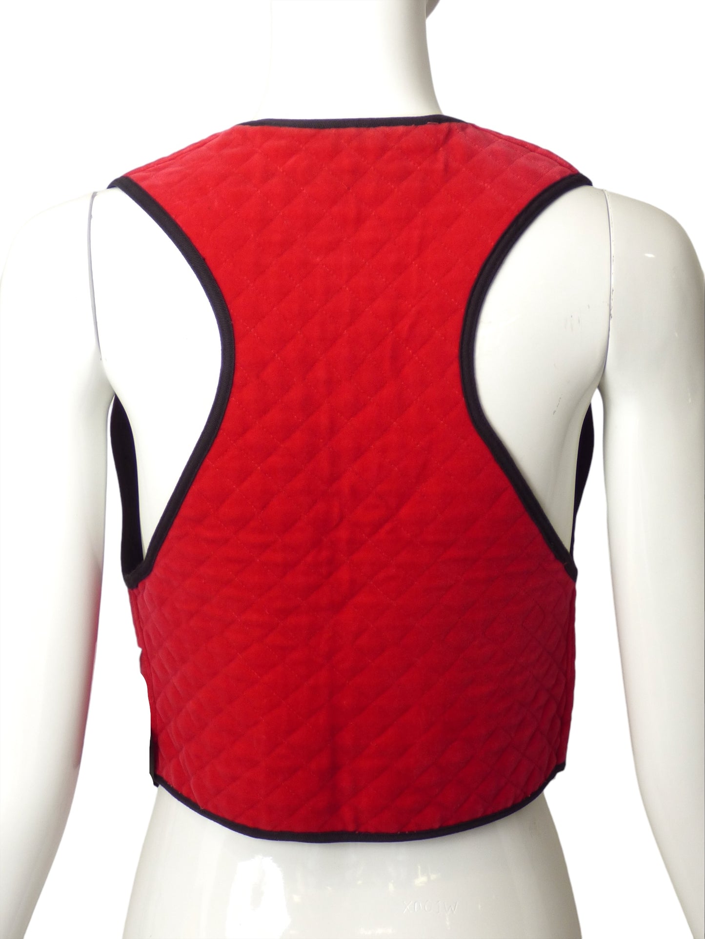 JAN BARBOGLIO- 1990s Red Quilted Velvet Vest, Size 4