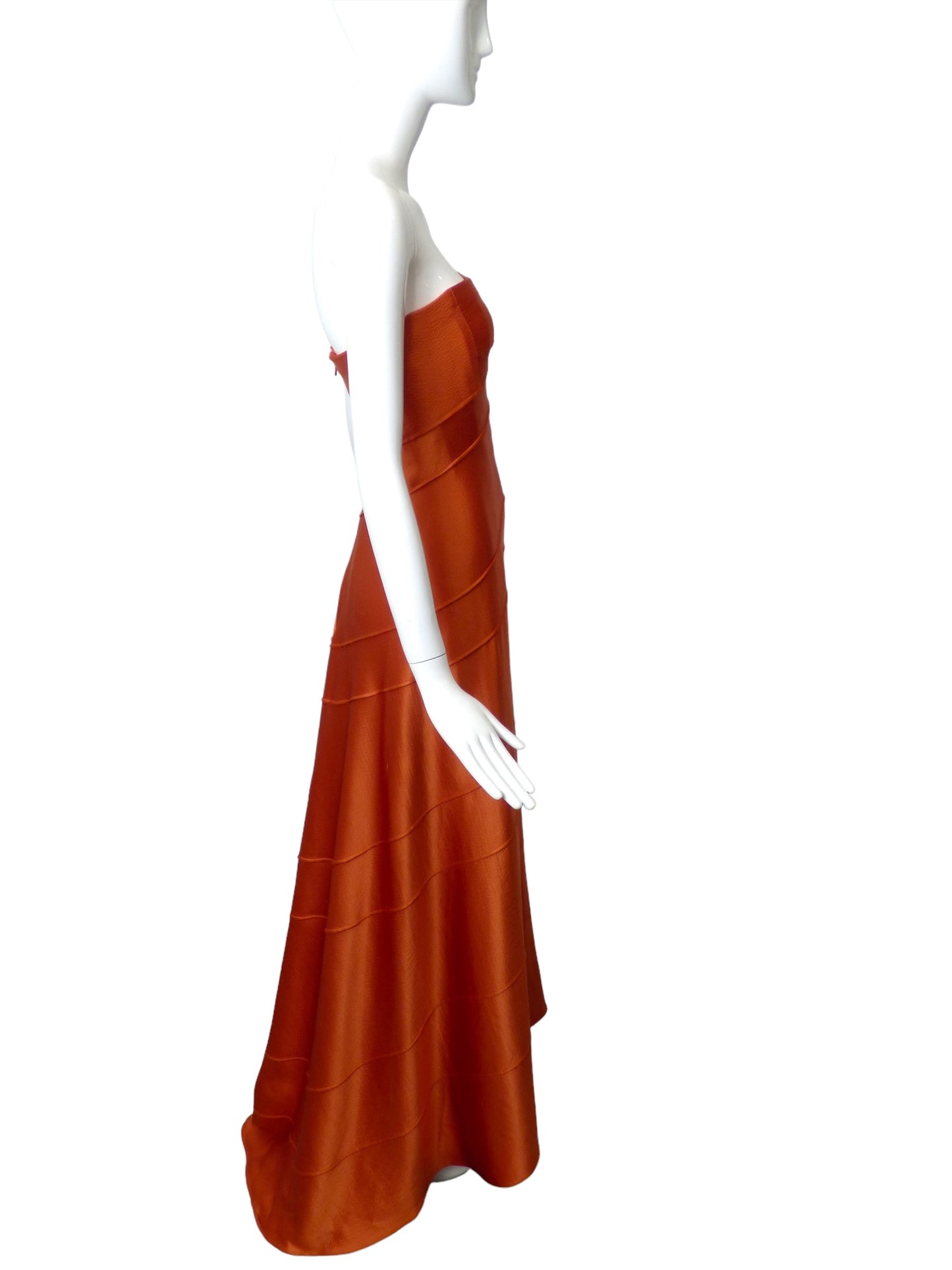 CHADO RALPH RUCCI- Orange Hammered Silk Gown, Size 6