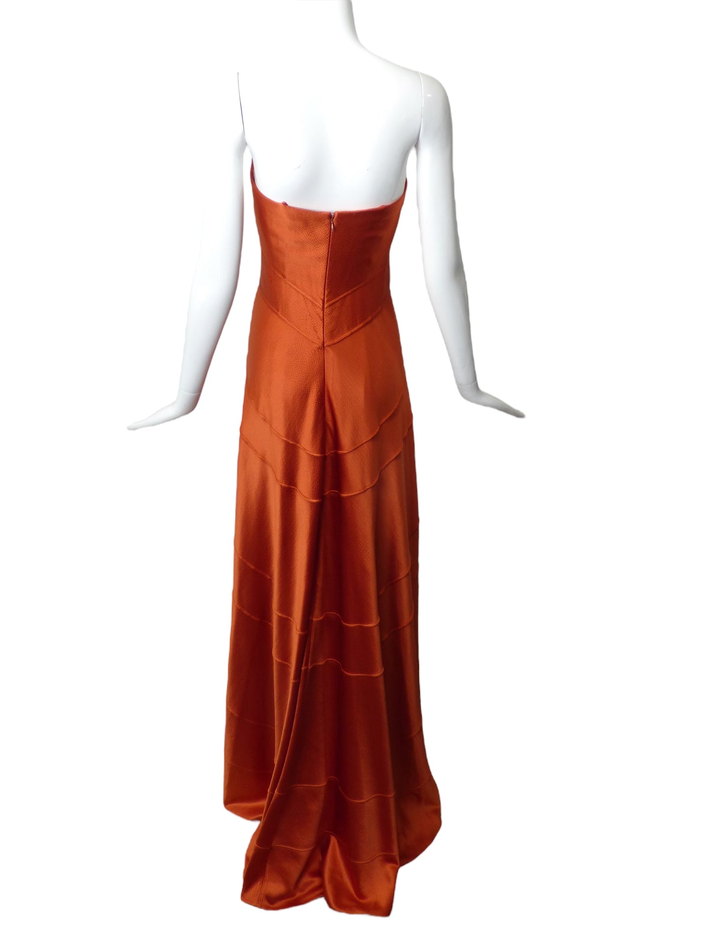 CHADO RALPH RUCCI- Orange Hammered Silk Gown, Size 6