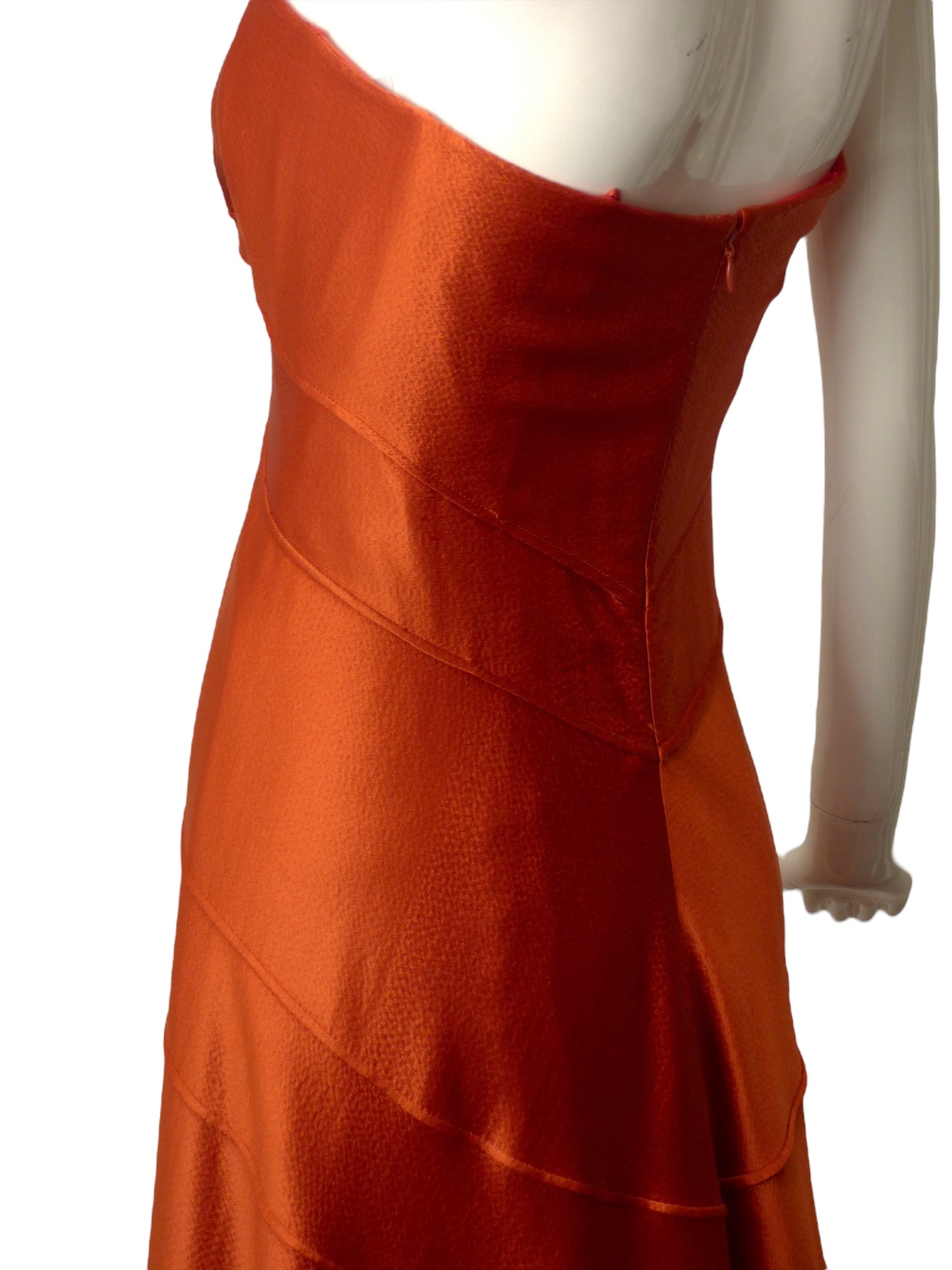 CHADO RALPH RUCCI- Orange Hammered Silk Gown, Size 6