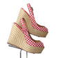 CHRISTIAN LOUBOUTIN- Gingham Platform Wedge Sandals, Size 38