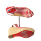 CHRISTIAN LOUBOUTIN- Gingham Platform Wedge Sandals, Size 38