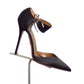 AQUAZZURA- Black Satin Ankle Strap Heels, Size 40