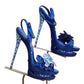 GIANMARCO LORENZI- NIB Blue Crystal & Satin Platform Pumps, Size 39