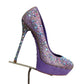 GIANMARCO LORENZI- NIB Violet Suede & Crystal Platform Pumps, Size 40