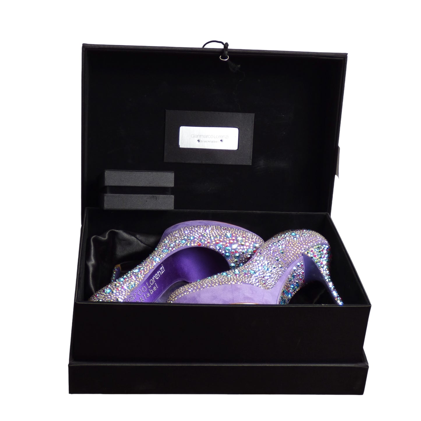 GIANMARCO LORENZI- NIB Violet Suede & Crystal Platform Pumps, Size 40