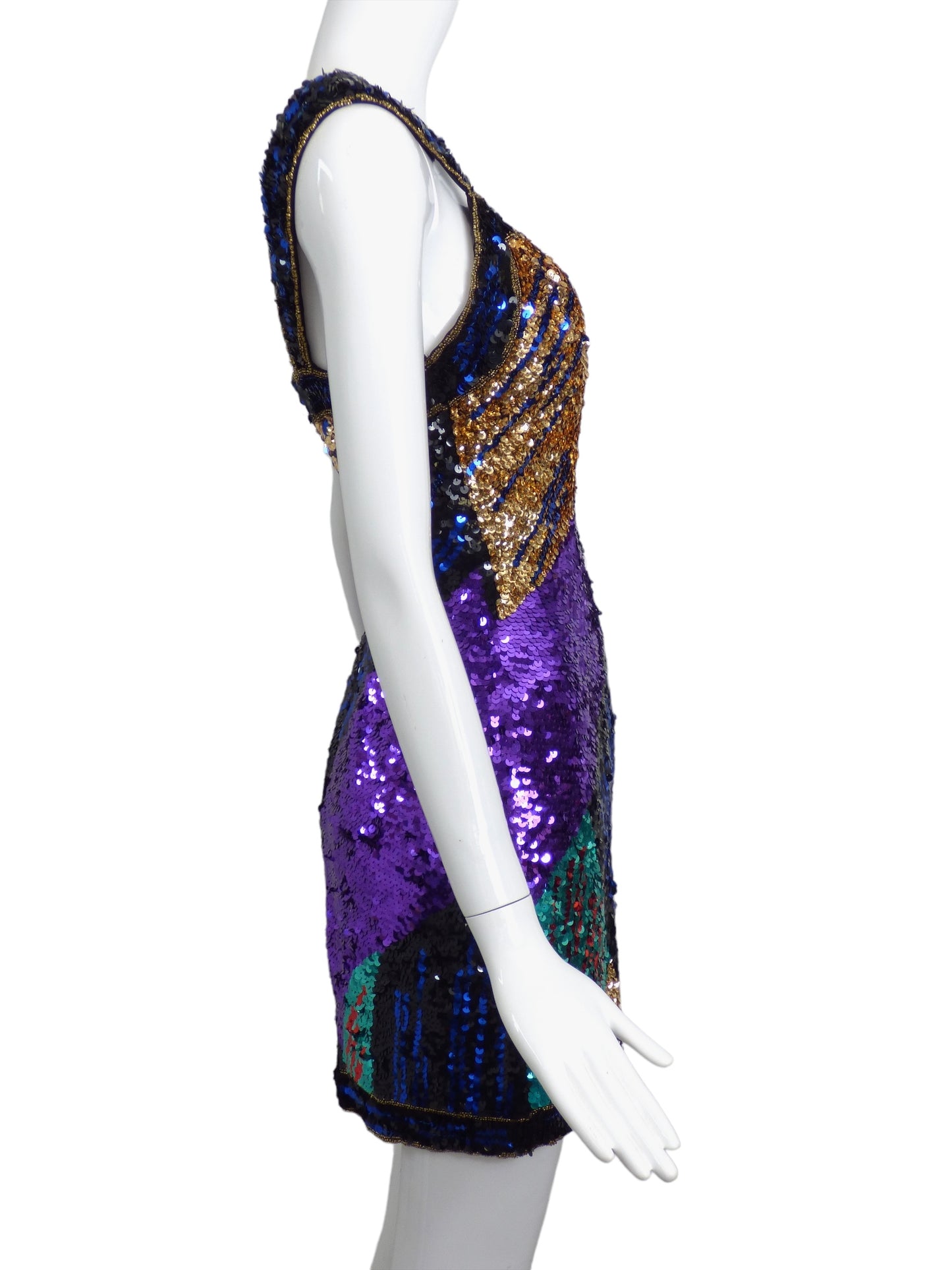 1980s Multi Color Sequin Mini Dress, Size 6