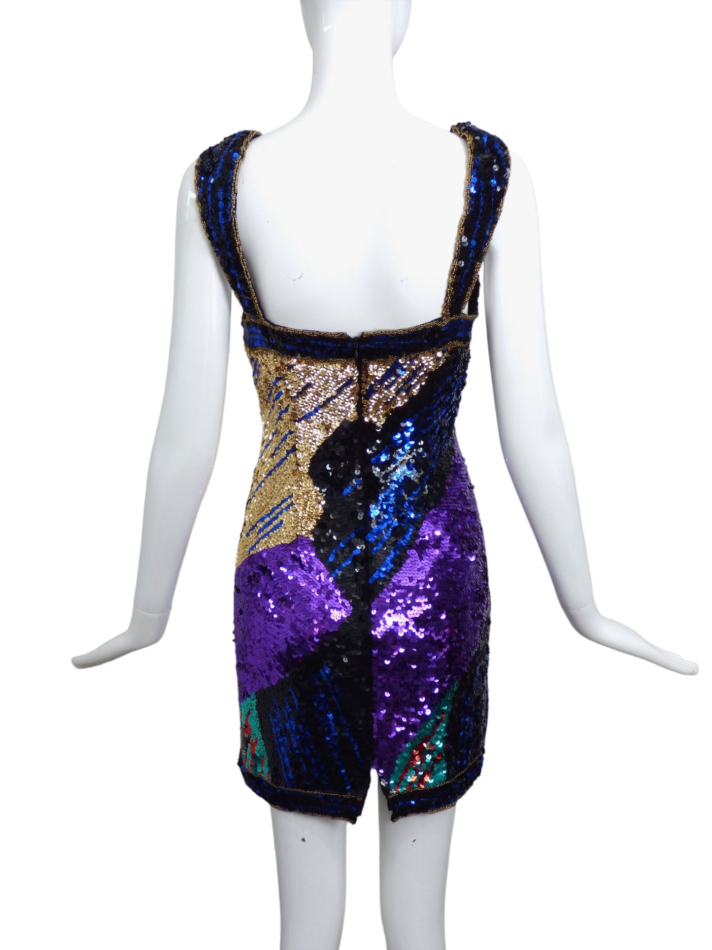 1980s Multi Color Sequin Mini Dress, Size 6