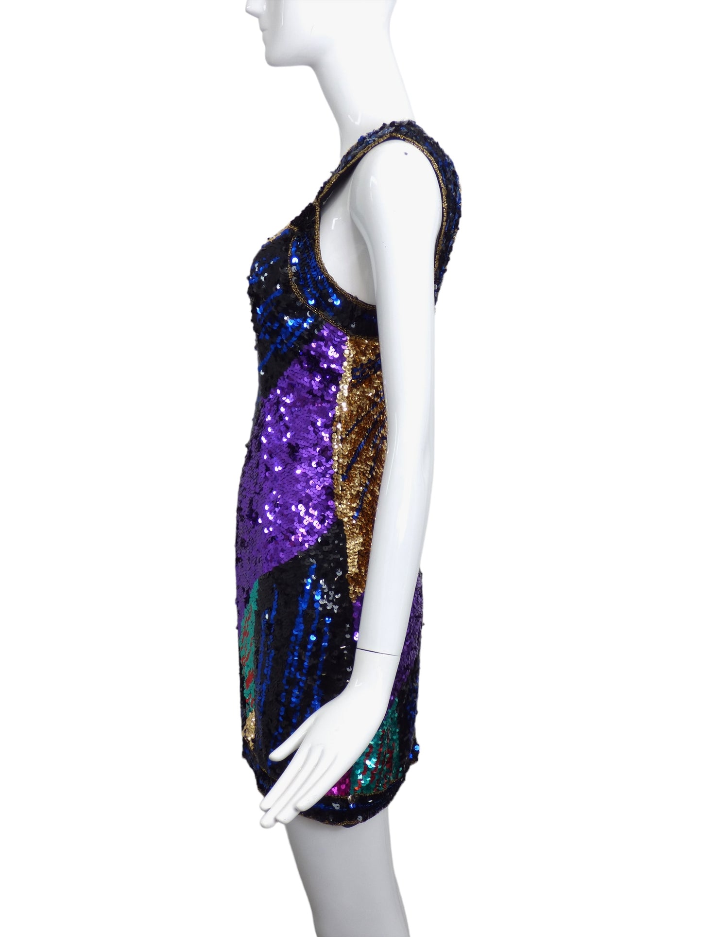 1980s Multi Color Sequin Mini Dress, Size 6