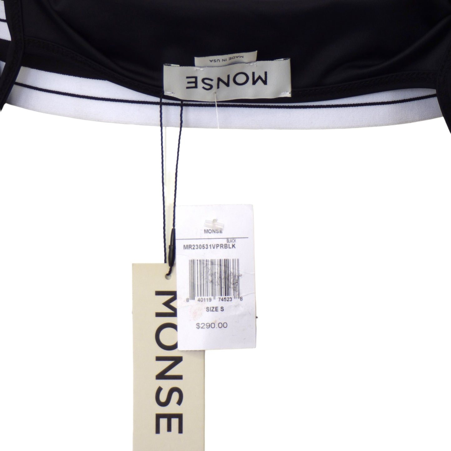 MONSE- NWT Black Logo Sports Bra, Size 6