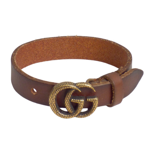 GUCCI- NIB Brown Leather "GG" Cuff