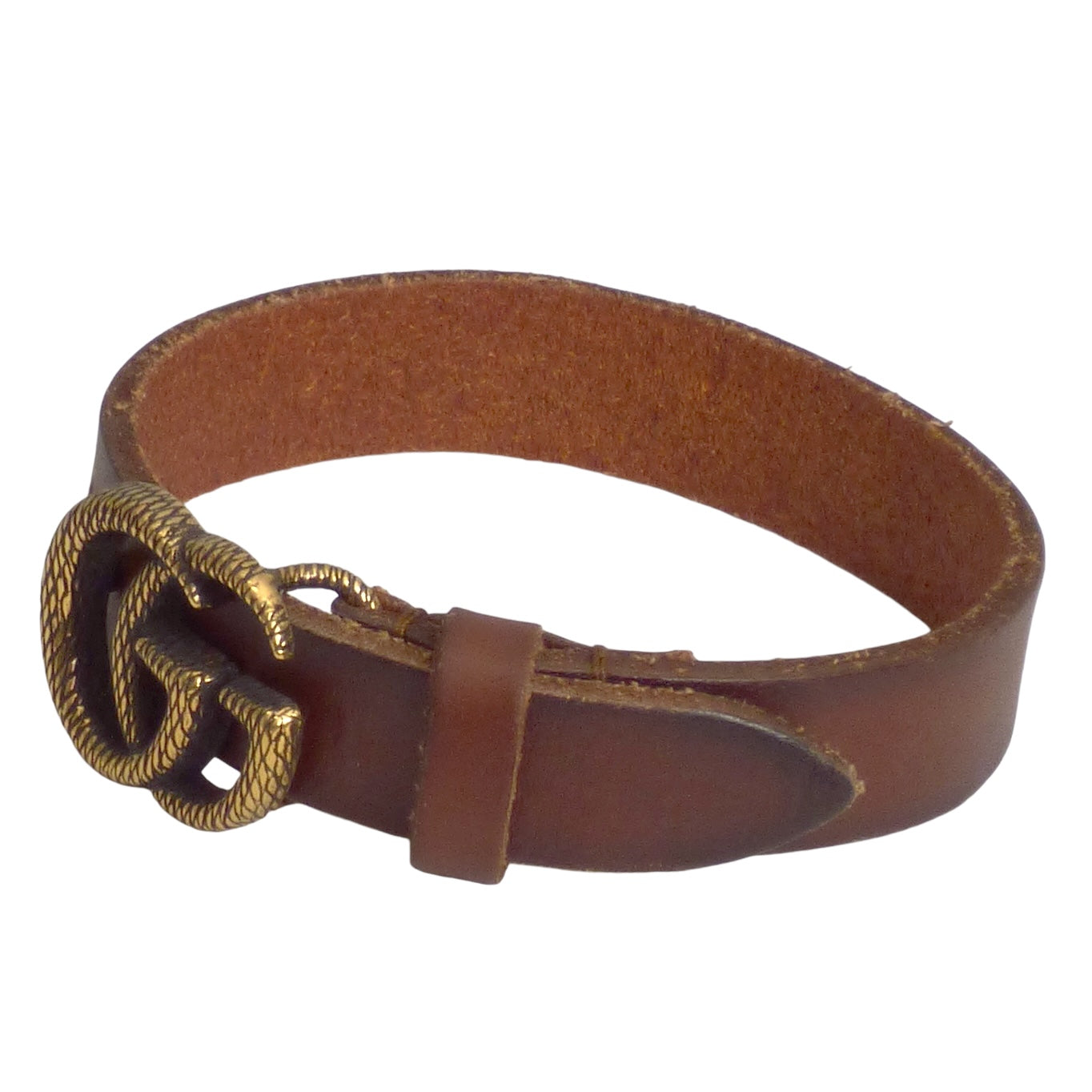 GUCCI- NIB Brown Leather "GG" Cuff