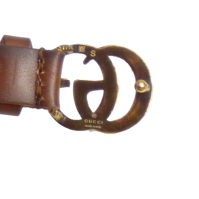 GUCCI- NIB Brown Leather "GG" Cuff