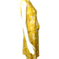 1950s Yellow Floral Print Silk Dress, Size 6