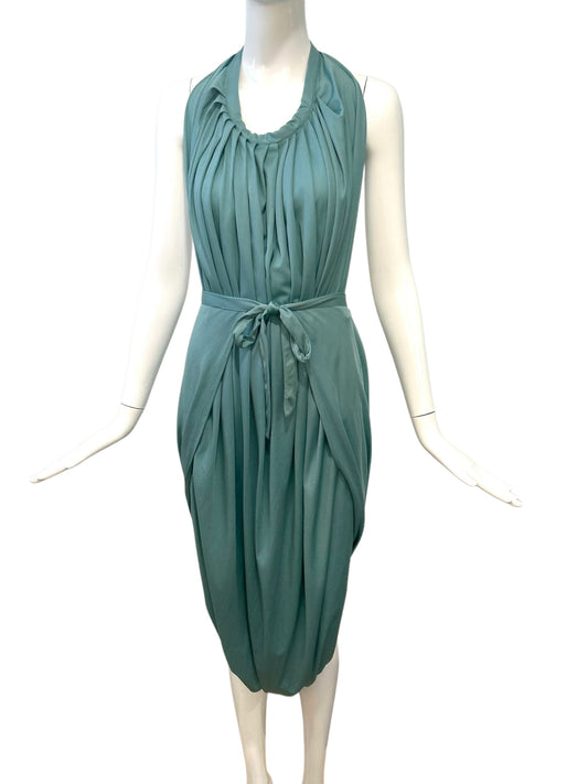 NORMA KAMALI- 1970s Blue Knit Wrap Dress, Size-Small