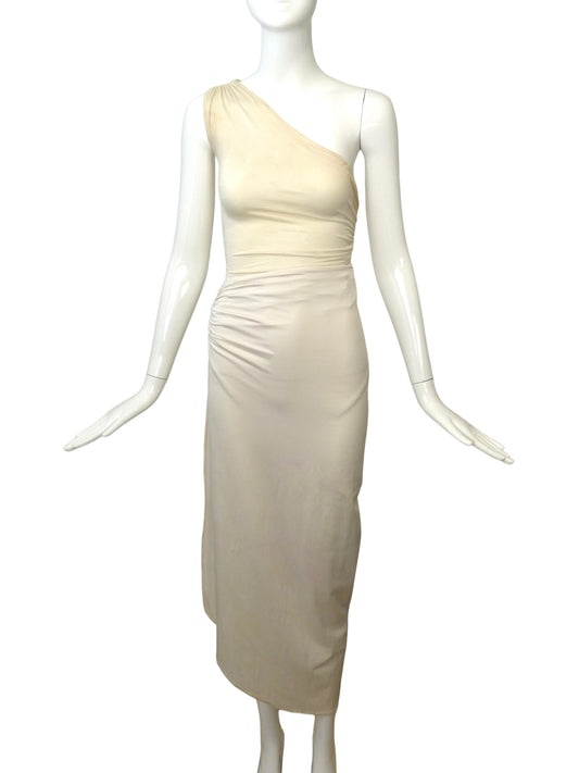 NORMA KAMALI- 1970s Ivory Bodysuit & Skirt Ensemble, Size-Small