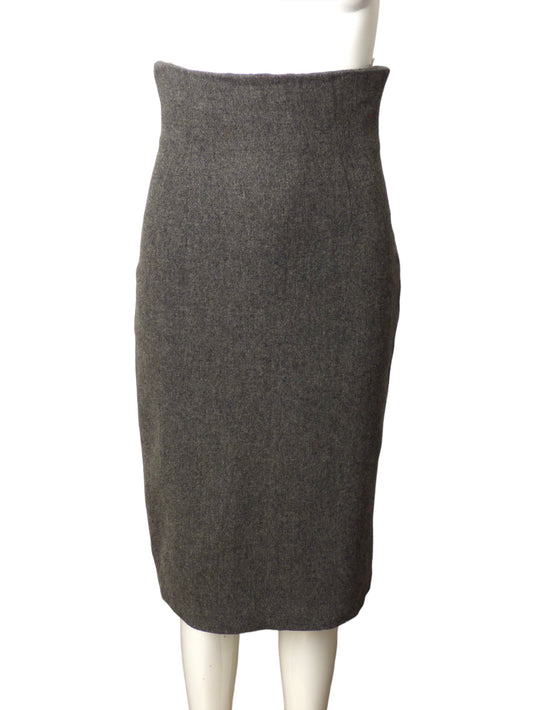 NORMA KAMALI- AS IS 1970s Grey Wool Pencil Skirt, Size 4